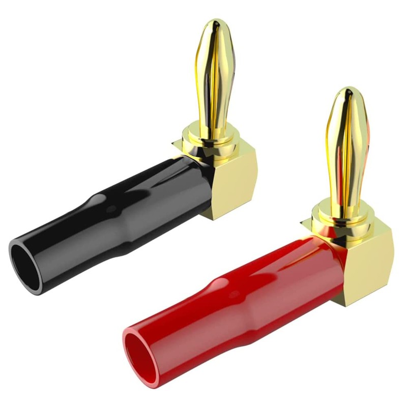 KUYIOHIFI 24K Gold Plated 90 Degree Banana Plugs，Dual Screw Locking