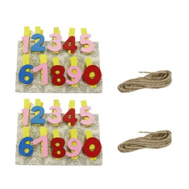 Savagrow 20 Counts Mini Wooden Clothespins Number Decorative Clothespins for Pictures Memo Card Photo
