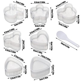 DUMYFENG 8 Pcs Sushi Maker Kit Professional Triangle Sushi Mold Cute Cartoon Non-Stick Rice Ball Presses Mold for DIY Home Kitchen Cooking Sushi Rolling