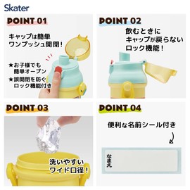 Skater PSB5SANAG-A Paddington Water Bottle, 16.9 fl oz (480 ml), For Kids, Antibacterial, Plastic, Kid-Friendly, Lightweight, Made in Japan