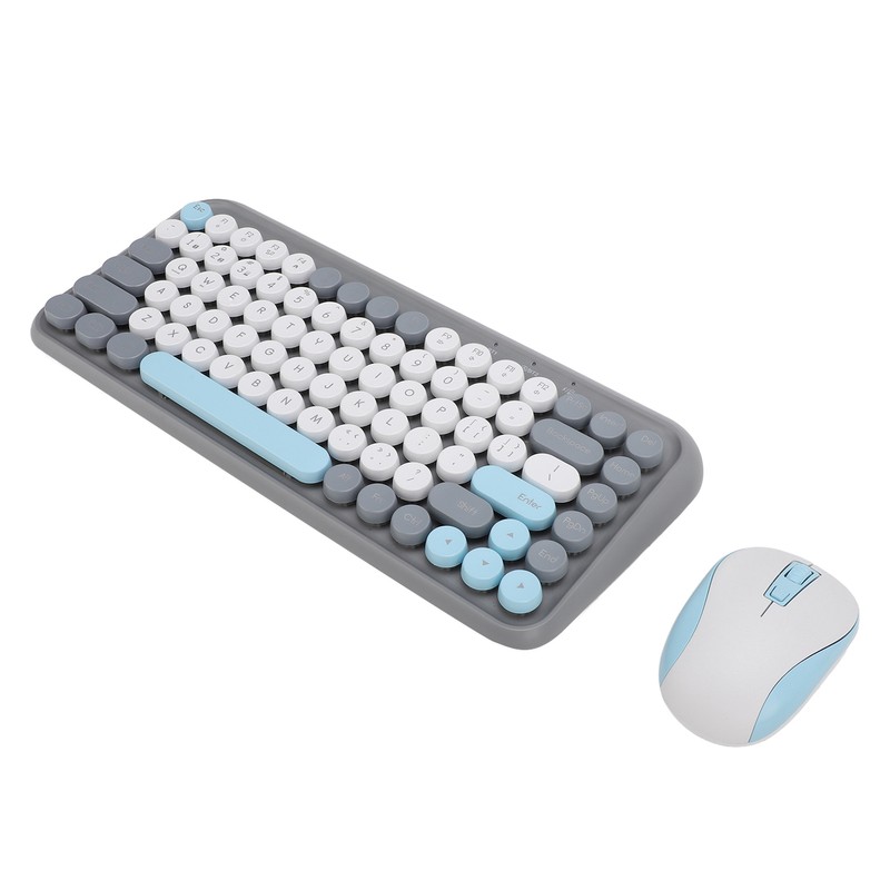 Wireless Keyboard and Mouse Combo 2.4G and Bluetooth Quiet Round