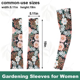 Threetols 1 Pair White Flower Gardening Sleeves for Women, UV Farm Anti-Scratch Sun Protection Thorn Proof Arm Cooling Sleeves for Garden Farm Summer Sports Arm Sleeves for Men