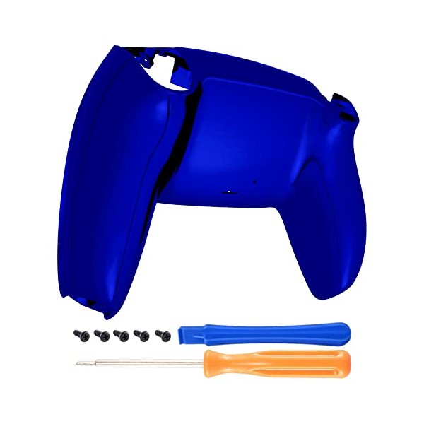 eXtremeRate Chrome Blue Glossy Bottom Shell for PS5 Controller, Custom