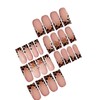 Rilafuvu Long Press on Nails Square Fake Nails Leopard French