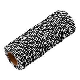 sourcing map Cotton Rope Twisted Braided Rope Cord, Black White50m/55 Yard 1.5mm Dia for Wall Hanging, Plant Hanger, Knitting, Macrame Knotting