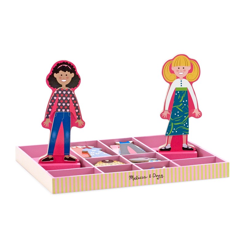 Melissa & Doug Abby and Emma Magnetic Wooden Dress-Up Dolls