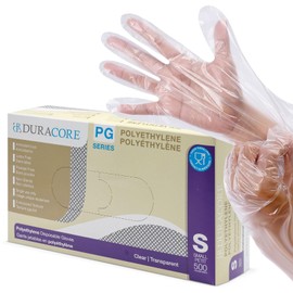 Poly Deli Gloves, Small, Disposable Polyethylene Gloves, Food Handling, 500 Pack, Embossed by Duracore