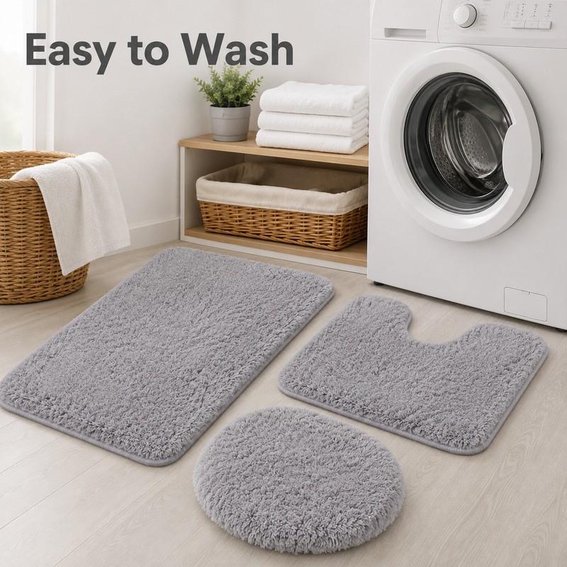 3-Piece Bathroom Rug Set for Floor Comfort – Soft Washable