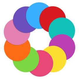 WANDIC Dry Erase Circles, 10 Pcs 10 Colors Round Removable Vinyl Dots Decals Colorful Non-Magnetic Dry Erase Table Spots Markers For School Painting Teaching Blackboard Stickers, 11.8 inch