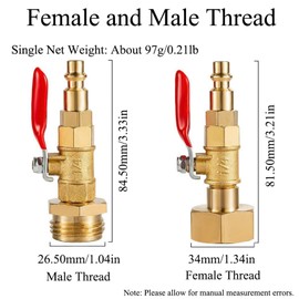 Pack of 2 Internal and External Thread Garden Hose Connector Brass Quick Plug Fitting Winterproof Blow Out Adapter for Drip Irrigation Systems