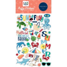 CBBE149066 Beach Party Puffy Stickers, White