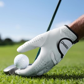 OZERO Golf Glove, Sheepskin FusiouFit, Left Hand, Breathable with Perforations for Hot Weather (White, S-20)