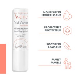 Eau Thermale Avene Cold Cream Nourishing Lip Balm for Dry Damaged Lips, Chapped lips, 4g