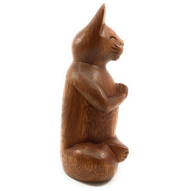 Ruth + Wilde Namaste Cat - Hand Carved Wood from