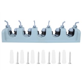 Wall Mounted Mop Broom Hanger Holder Garage Storage Rack for Home Kitchen Garden Organizing(5 Holder6 Hooks )