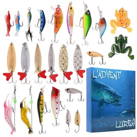 Fishing Advent Calendar 2024 Christmas Fishing Blind Box Advent Calendar 24Days Countdown Calendar for Kids Teens Boys 24Pcs Fishing Lures Set Advent Party Gift for Fishing Lovers
