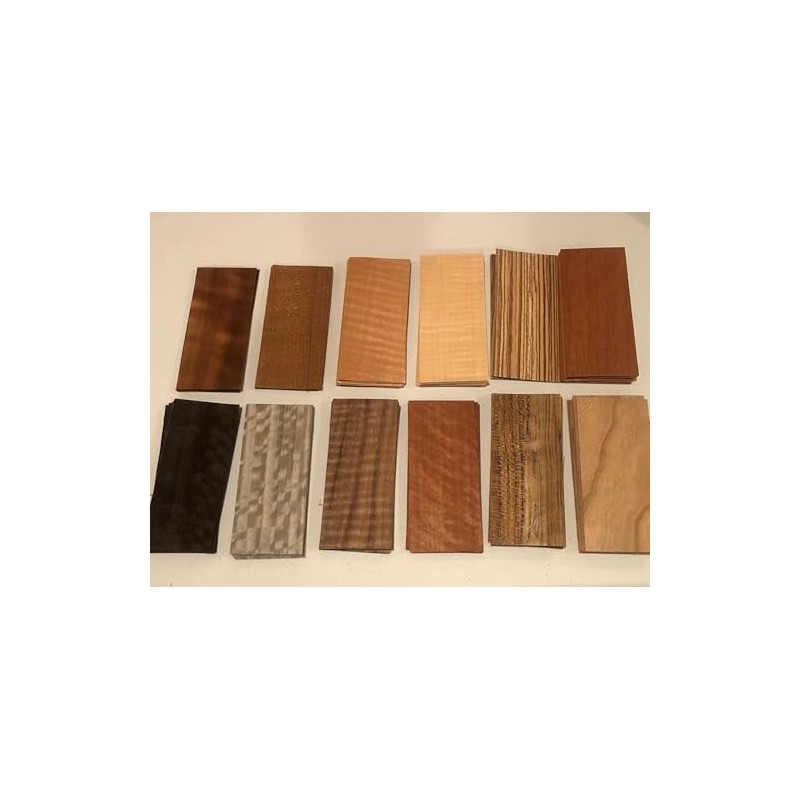 Exotic Fingerboard Wood Veneer Pack 60 Pieces Makes 12 Boards