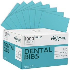 Pruvade Dental Bibs - 1000 Pack Adult Disposable Bibs 3-Ply for Dentist, Eating, Tattooing - 13" x 18" Waterproof Medical Sheets for Piercing, Tattoo Table Station, Nail Techs, Patient Hygiene - Blue