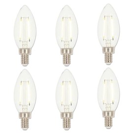 Westinghouse 4517120 3.3 Watt (40 Watt Equivalent) B11 Dimmable Clear Filament LED Light Bulb, Candelabra Base, 6 Pack