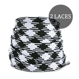 NDTEZUGT Colored Flat Shoe Laces for Sneakers, 5/16"(8MM) Argyle Shoelaces Replacement Strings (White+Black,54"/140cm)