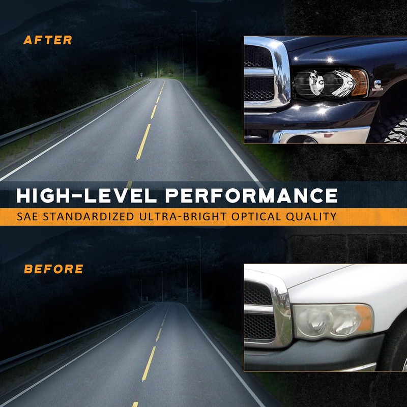 WEELMOTO Headlight for 02-05 Dodge Ram 1500 Pickup Headlamp for
