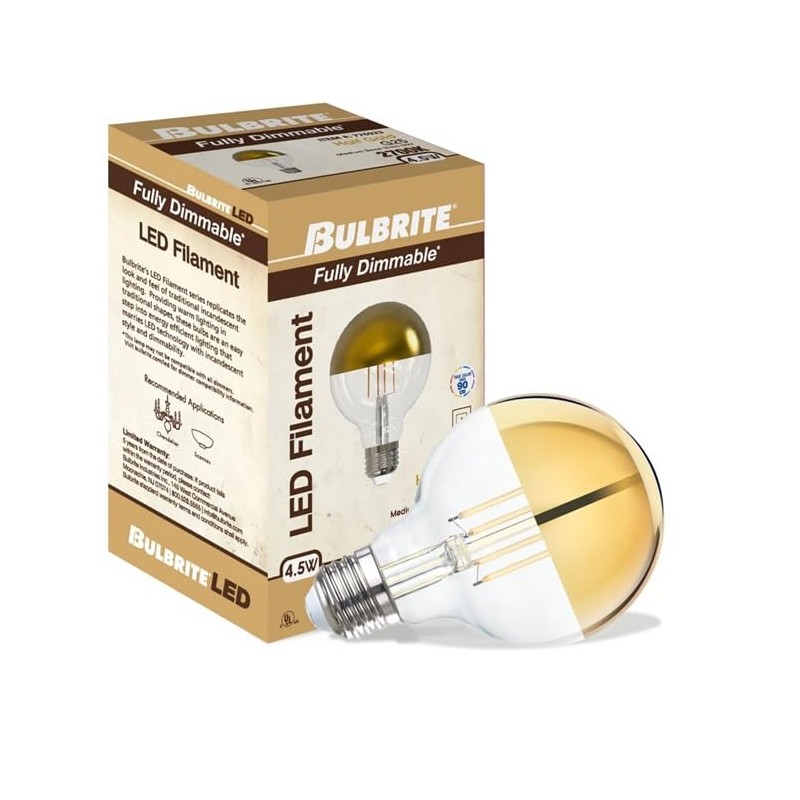 Bulbrite 776923 10-Pack Filaments G25 Half Gold Light Bulb