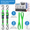 HandT Retractable Ratchet Straps (2PK) 1in x 6ft - 1,500lb