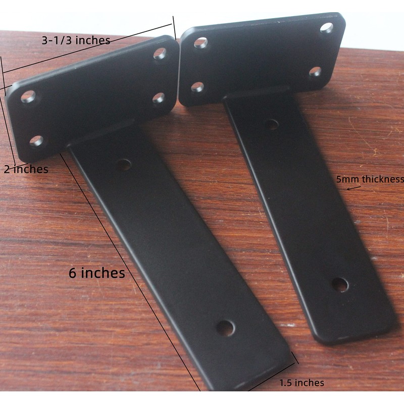 12 Pack - 6 inch Black Hidden L Shelf Bracket