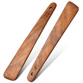Espátula de madera de teca de 12 pulgadas para cocinar, volteador de madera pequeño, raspador de huevos, volteador de madera plano, utensilios de coci