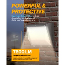 Sunco 80W LED Wall Pack Outdoor Industrial Dimmable Waterproof Commercial Grade Security Warehouse Super Bright Parking Lot, Selectable CCT 3000K/4000K/5000K, 7600 Lumen, AC120-277V.
