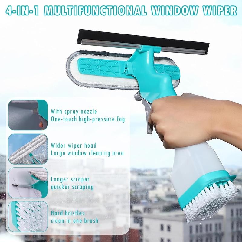 4 in 1 Window Cleaning Scraper, Squeegee and Scrubber with