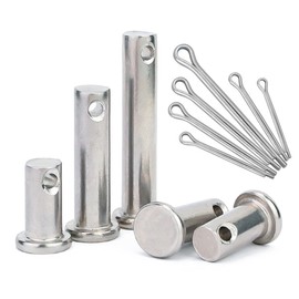 CONPHERON Single Hole Fork Bolt Flat Head Load Eyelet Bolts Stainless Steel Flat Head Hinge Pins Set with Cotter Pins (M6 x 16 mm, 10 Set)