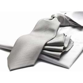 MICHIKO LONDON la-cpn-34 Michi Kolondon 100% Silk Formal Pocket Square & Necktie, Made in Japan, For Careful Occasions, Dresses, Weddings, Silver Gray, gray