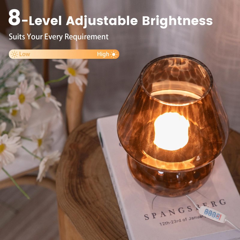 ULAROOM USB Plug-in Vintage Mushroom Lamp Small Bedside Table Lamp