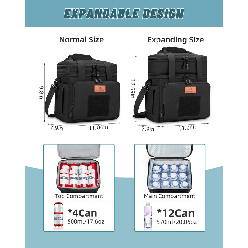 Tactical Lunch Box, Large Expandable Insulated Lunch Bag, Durable Waterproof