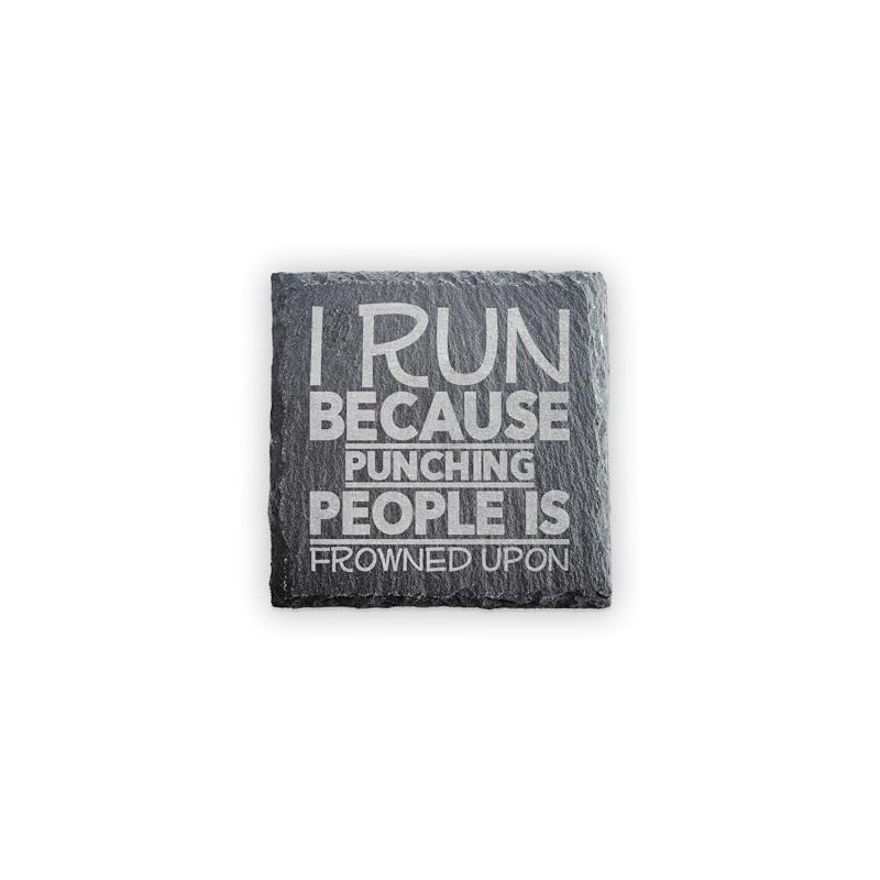I Run Because Punching People Is Frowned Upon Funny Square