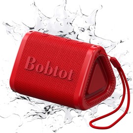 Bobtot Portable Bluetooth Speaker Wireless 10W Peak, IPX7 Small Shower Speaker Waterproof, 15H Playing Time, Loud and Stereo Sound with Bass, TWS Pairing for Party, Camping, Travel, Red