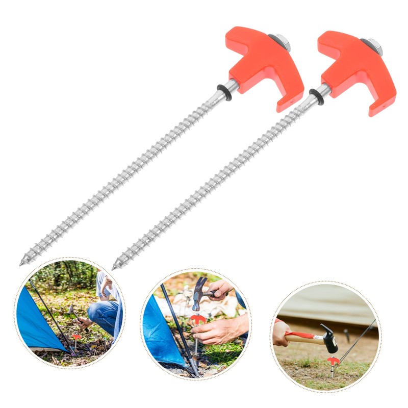 IWOWHERO Multi-use Tent Stakes 4pc Metal Ground Stakes Easy Insertion