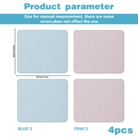 Baby Changing Mat, Pack of 4 Changing Mat on the go, 60 x 70 cm Changing Mat, Portable Cotton Changing Mat, Washable, Breathable Changing Table Mat for Toddlers, Baby Changing Table Mat