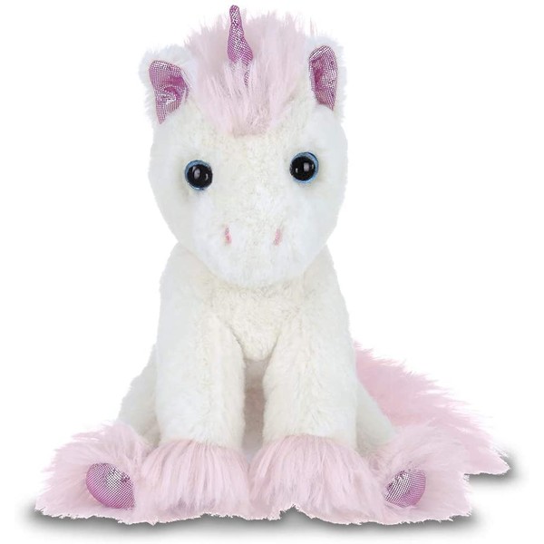 Bearington Lil' Dreamer White and Pink Plush Stuffed Animal Unicorn, 8 Inches