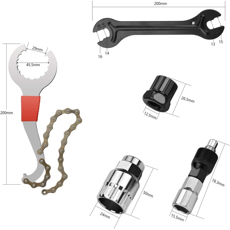 profiwoab 5-in-1 Bicycle Cassette Removal Tool, Bicycle Repair Tool Kit,