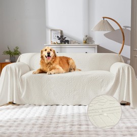 YUEANG Waterproof Couch Cover, Reversible, Pet-Friendly, Washable and Anti-Slip Couch Covers for Sofa Protection with 3 Cushions, Sofa Slipcovers for Dogs and Cats (71×118in/Beige)