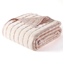 YnM Cooling Weighted Blanket for Adults, 15lbs Heavy Bed Throw Comforter with 100% PE Fabric, Ideal for Hot Sleepers or Summer Days(48x72 Inches for Twin/Full Bed, 15 Pounds, Pink)