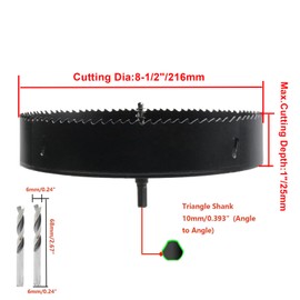Rannb 8.5-inch Hole Saw Cutting Depth Bi-Metal Hole Cutter with Drill Bit and Hex Wrench Drilling Holes in Wood Plastic Drywall Thin Metal