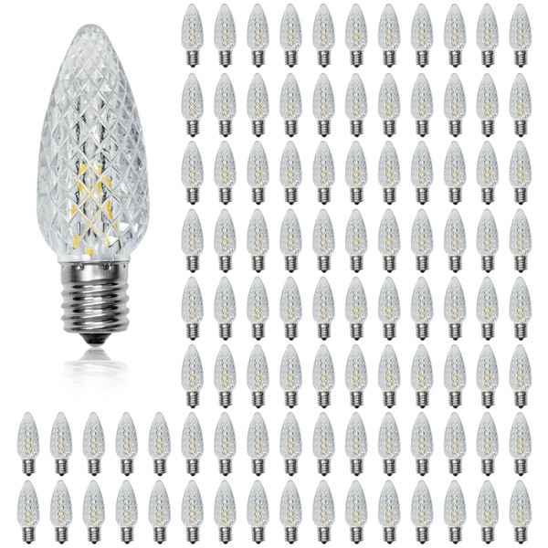 100 Pack C9 Christmas Lights LED Replacement Bulbs, Shatterproof &