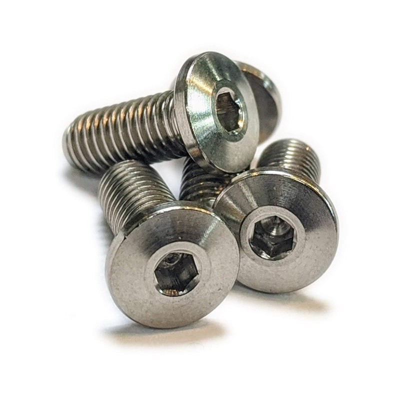 Terske Unique Ultra-Low Profile Natural Titanium Bottle Cage Bolts
