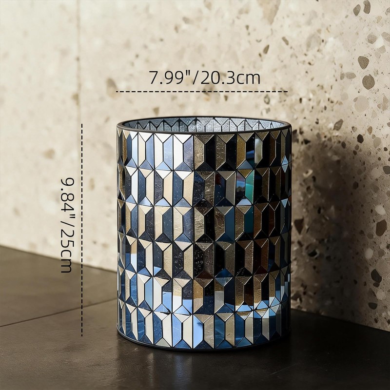 Escenzy Modern Bathroom Trash Can Mosaic Glass 5L | Decorative