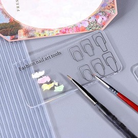 Professional Nail Art Practice Palette with Color Mixing Tools, Nail Template Guide