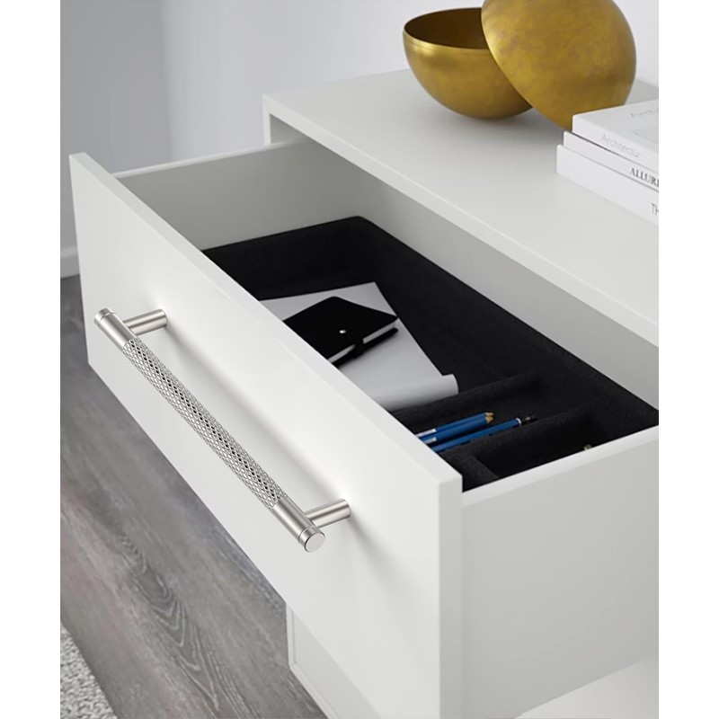 Coinkoly 10 Pack 7"(177mm) Brushed Satin Nickel Cabinet Pulls Knurled