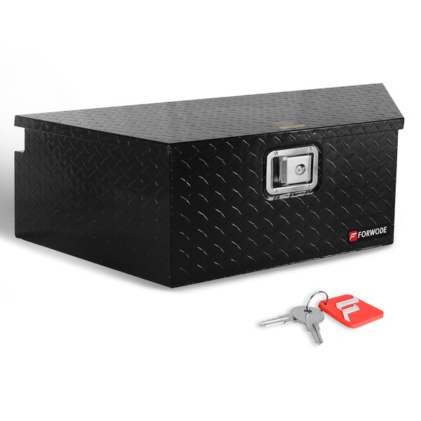 FORWODE 39 Inch Trailer Tongue Box Aluminum Trailer Tool Box for Storage Toolbox with Lock - Black
